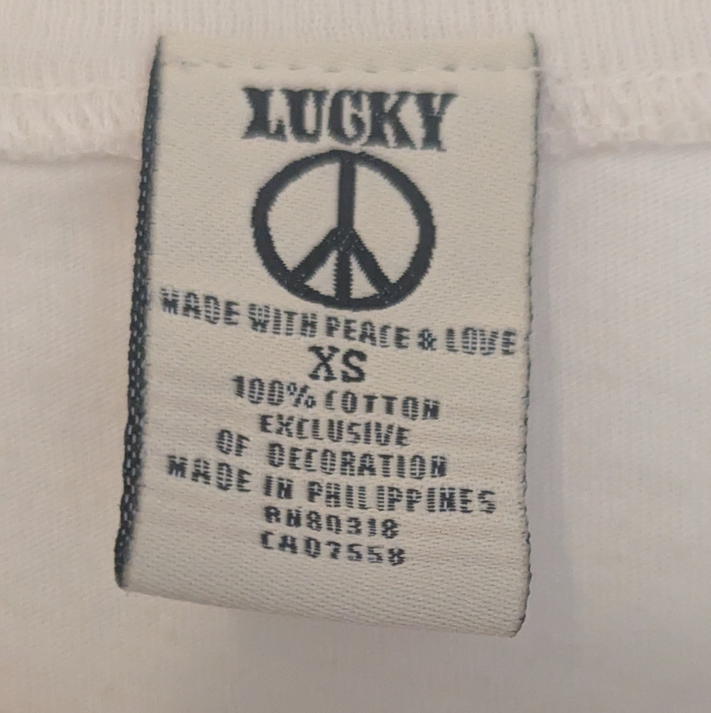 Vintage Lucky Brand XS T-Shirt with Floral Embroidery - Picture 2 of 4